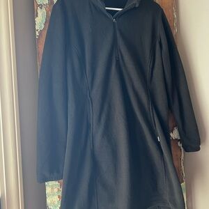 Black Long-Sleeve Quarter Zip Fleece Dress